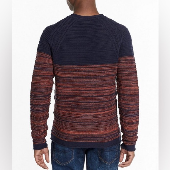 NWT Men’s BUFFALO - DAVID BRITTON Textured Sweater in Navy / Heathered Orange, M - Picture 2 of 6